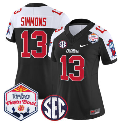 Women's Ole Miss Rebels 2026 The Fiesta Bowl Vapor Limited Stitched Jersey - Black Alternate / Austin Simmons