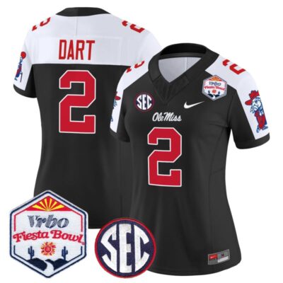 Women's Ole Miss Rebels 2026 The Fiesta Bowl Vapor Limited Stitched Jersey - Black Alternate / Jaxson Dart
