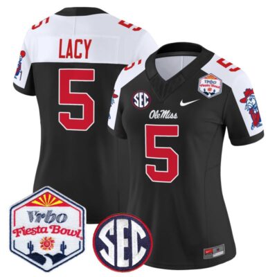 Women's Ole Miss Rebels 2026 The Fiesta Bowl Vapor Limited Stitched Jersey - Black Alternate / Kewan Lacy