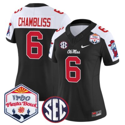 Women's Ole Miss Rebels 2026 The Fiesta Bowl Vapor Limited Stitched Jersey - Black Alternate / Trinidad Chambliss