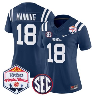 Women's Ole Miss Rebels 2026 The Fiesta Bowl Vapor Limited Stitched Jersey - Navy / Archie Manning