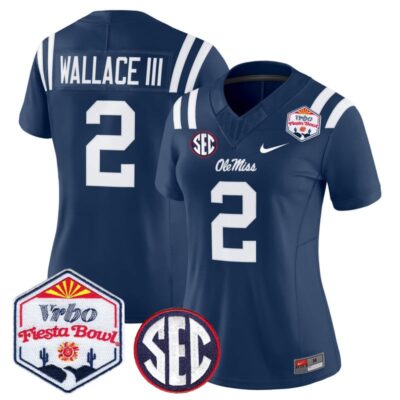 Women's Ole Miss Rebels 2026 The Fiesta Bowl Vapor Limited Stitched Jersey - Navy / Harrison Wallace III