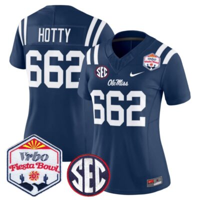 Women's Ole Miss Rebels 2026 The Fiesta Bowl Vapor Limited Stitched Jersey - Navy / Hotty 662