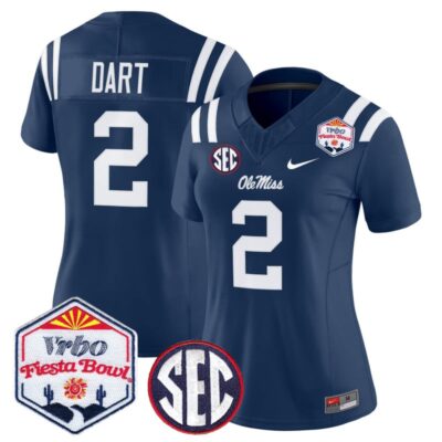 Women's Ole Miss Rebels 2026 The Fiesta Bowl Vapor Limited Stitched Jersey - Navy / Jaxson Dart
