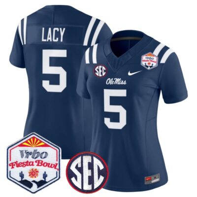 Women's Ole Miss Rebels 2026 The Fiesta Bowl Vapor Limited Stitched Jersey - Navy / Kewan Lacy
