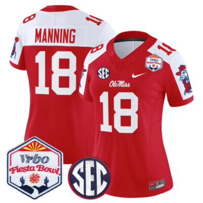 Women's Ole Miss Rebels 2026 The Fiesta Bowl Vapor Limited Stitched Jersey - Red Alternate / Archie Manning