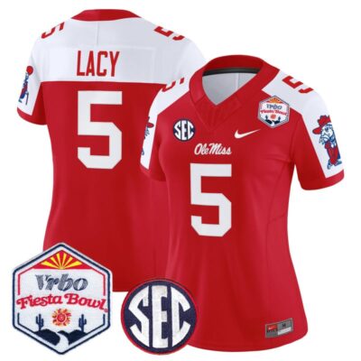 Women's Ole Miss Rebels 2026 The Fiesta Bowl Vapor Limited Stitched Jersey - Red Alternate / Kewan Lacy