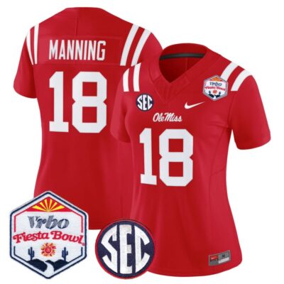 Women's Ole Miss Rebels 2026 The Fiesta Bowl Vapor Limited Stitched Jersey - Red / Archie Manning
