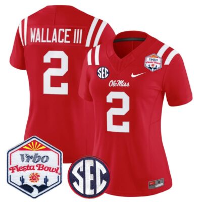 Women's Ole Miss Rebels 2026 The Fiesta Bowl Vapor Limited Stitched Jersey - Red / Harrison Wallace III