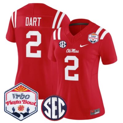 Women's Ole Miss Rebels 2026 The Fiesta Bowl Vapor Limited Stitched Jersey - Red / Jaxson Dart