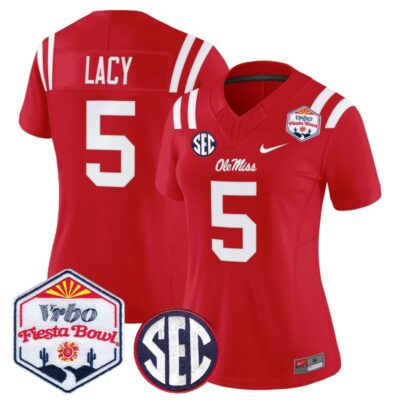 Women's Ole Miss Rebels 2026 The Fiesta Bowl Vapor Limited Stitched Jersey - Red / Kewan Lacy