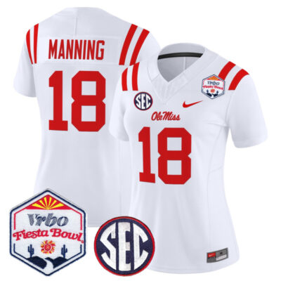 Women's Ole Miss Rebels 2026 The Fiesta Bowl Vapor Limited Stitched Jersey - White / Archie Manning