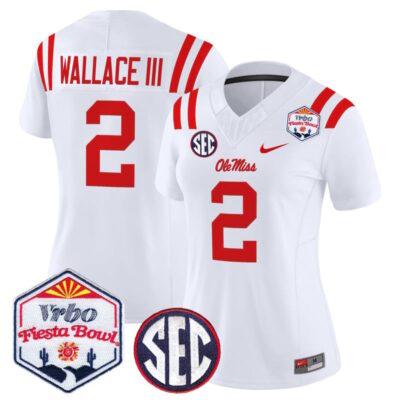 Women's Ole Miss Rebels 2026 The Fiesta Bowl Vapor Limited Stitched Jersey - White / Harrison Wallace III