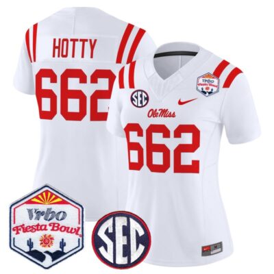 Women's Ole Miss Rebels 2026 The Fiesta Bowl Vapor Limited Stitched Jersey - White / Hotty 662
