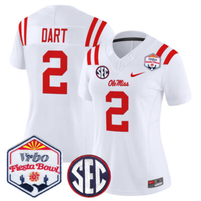 Women's Ole Miss Rebels 2026 The Fiesta Bowl Vapor Limited Stitched Jersey - White / Jaxson Dart