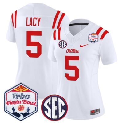 Women's Ole Miss Rebels 2026 The Fiesta Bowl Vapor Limited Stitched Jersey - White / Kewan Lacy
