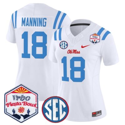 Women's Ole Miss Rebels 2026 The Fiesta Bowl Vapor Limited Stitched Jersey - White Limited / Archie Manning