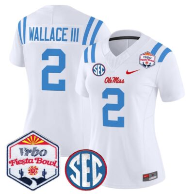Women's Ole Miss Rebels 2026 The Fiesta Bowl Vapor Limited Stitched Jersey - White Limited / Harrison Wallace III