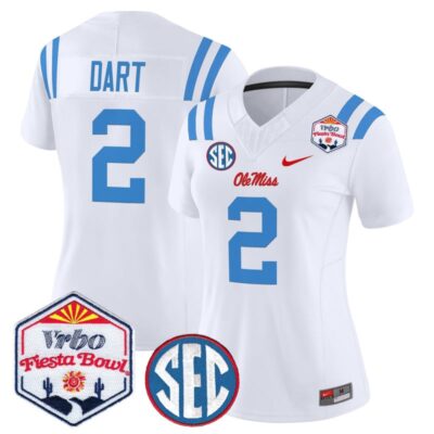 Women's Ole Miss Rebels 2026 The Fiesta Bowl Vapor Limited Stitched Jersey - White Limited / Jaxson Dart