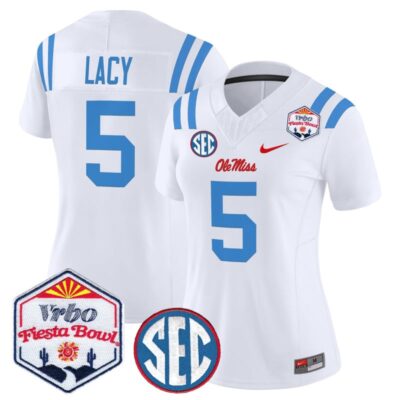 Women's Ole Miss Rebels 2026 The Fiesta Bowl Vapor Limited Stitched Jersey - White Limited / Kewan Lacy