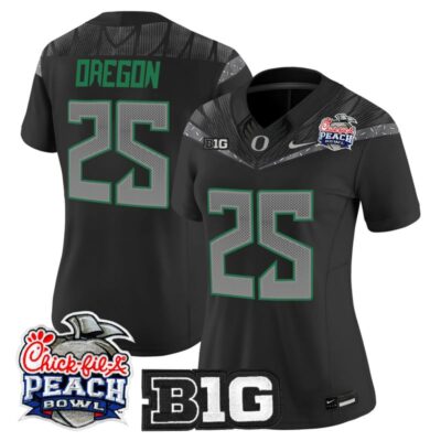Women's Oregon Ducks 2026 Peach Bowl Vapor Limited Stitched Jersey - Black / #25 Oregon