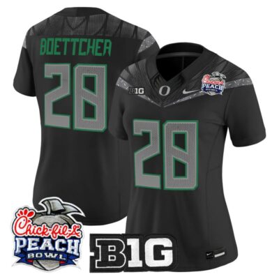 Women's Oregon Ducks 2026 Peach Bowl Vapor Limited Stitched Jersey - Black / Bryce Boettcher
