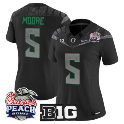 Women's Oregon Ducks 2026 Peach Bowl Vapor Limited Stitched Jersey - Black / Dante Moore