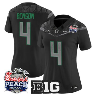 Women's Oregon Ducks 2026 Peach Bowl Vapor Limited Stitched Jersey - Black / Malik Benson