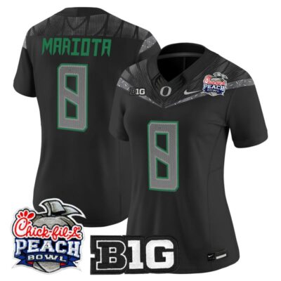 Women's Oregon Ducks 2026 Peach Bowl Vapor Limited Stitched Jersey - Black / Marcus Mariota