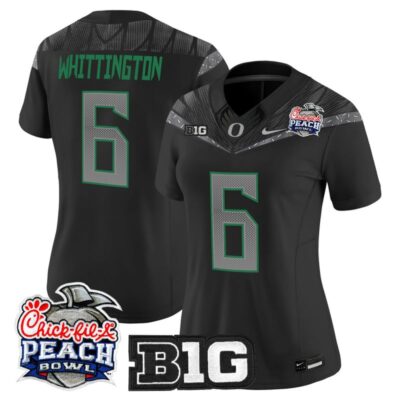 Women's Oregon Ducks 2026 Peach Bowl Vapor Limited Stitched Jersey - Black / Noah Whittington