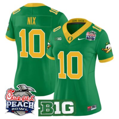 Women's Oregon Ducks 2026 Peach Bowl Vapor Limited Stitched Jersey - Green / Bo Nix