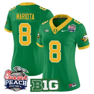 Women's Oregon Ducks 2026 Peach Bowl Vapor Limited Stitched Jersey - Green / Marcus Mariota