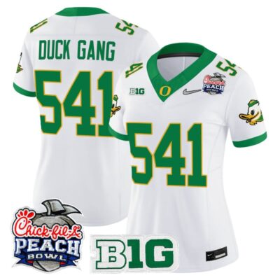 Women's Oregon Ducks 2026 Peach Bowl Vapor Limited Stitched Jersey - White Alternate / Duck Gang 541
