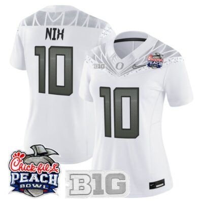 Women's Oregon Ducks 2026 Peach Bowl Vapor Limited Stitched Jersey - White / Bo Nix