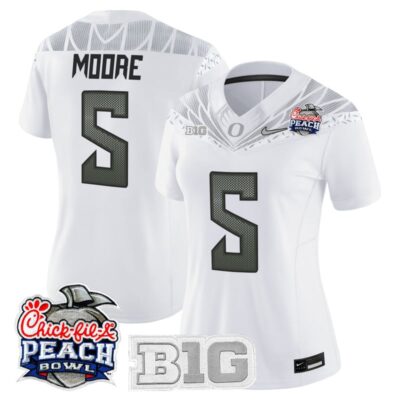 Women's Oregon Ducks 2026 Peach Bowl Vapor Limited Stitched Jersey - White / Dante Moore
