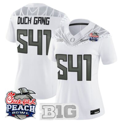 Women's Oregon Ducks 2026 Peach Bowl Vapor Limited Stitched Jersey - White / Duck Gang 541