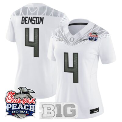 Women's Oregon Ducks 2026 Peach Bowl Vapor Limited Stitched Jersey - White / Malik Benson