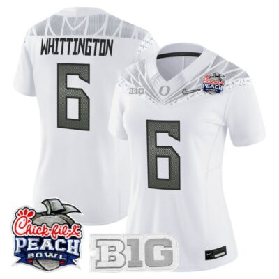 Women's Oregon Ducks 2026 Peach Bowl Vapor Limited Stitched Jersey - White / Noah Whittington