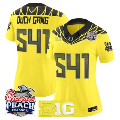Women's Oregon Ducks 2026 Peach Bowl Vapor Limited Stitched Jersey - Yellow / Duck Gang 541