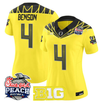 Women's Oregon Ducks 2026 Peach Bowl Vapor Limited Stitched Jersey - Yellow / Malik Benson