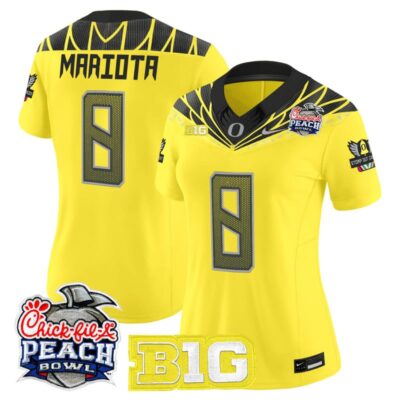 Women's Oregon Ducks 2026 Peach Bowl Vapor Limited Stitched Jersey - Yellow / Marcus Mariota