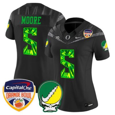 Women's Oregon Ducks "Grateful Ducks" Vapor Limited Stitched Jersey - 2025/26 Orange Bowl Patch - Black / Dante Moore