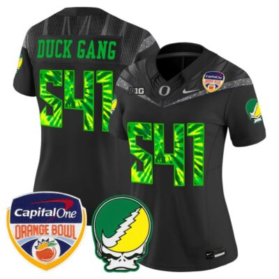 Women's Oregon Ducks "Grateful Ducks" Vapor Limited Stitched Jersey - 2025/26 Orange Bowl Patch - Black / Duck Gang 541