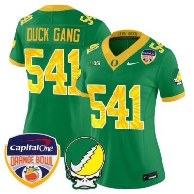 Women's Oregon Ducks "Grateful Ducks" Vapor Limited Stitched Jersey - 2025/26 Orange Bowl Patch - Green / Duck Gang 541