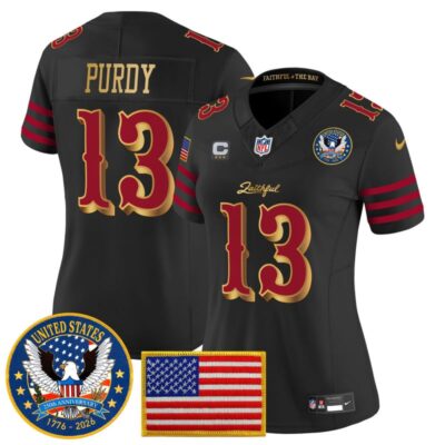 Women's San Francisco 49ers "United States 250th Anniversary Patch" Vapor Limited Jersey - Black Rivalries / Brock Purdy