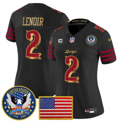 Women's San Francisco 49ers "United States 250th Anniversary Patch" Vapor Limited Jersey - Black Rivalries / Deommodore Lenoir