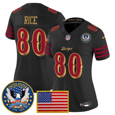 Women's San Francisco 49ers "United States 250th Anniversary Patch" Vapor Limited Jersey - Black Rivalries / Jerry Rice