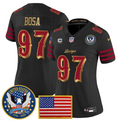 Women's San Francisco 49ers "United States 250th Anniversary Patch" Vapor Limited Jersey - Black Rivalries / Nick Bosa