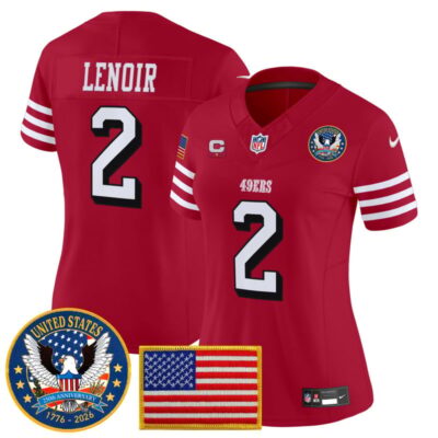 Women's San Francisco 49ers "United States 250th Anniversary Patch" Vapor Limited Jersey - Red / Deommodore Lenoir
