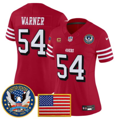 Women's San Francisco 49ers "United States 250th Anniversary Patch" Vapor Limited Jersey - Red / Fred Warner